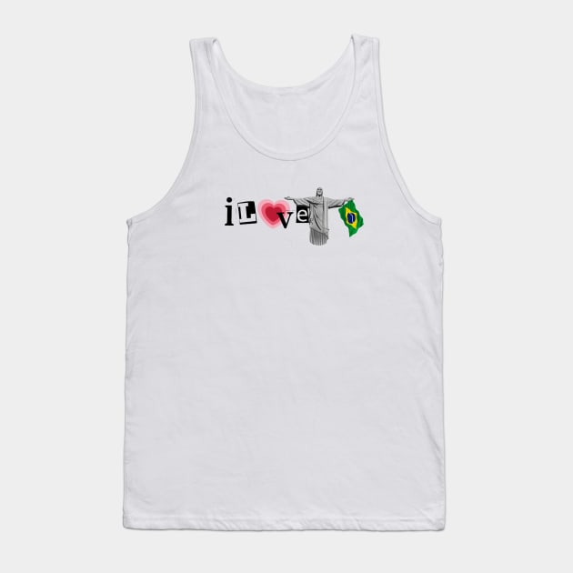 I Love Brazil Christ The Redeemer By Abby Anime(c) Tank Top by Abby Anime